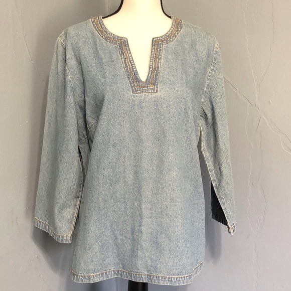Jeanology Tops - Vintage “Newport news-Jeanology” Jean Blouse